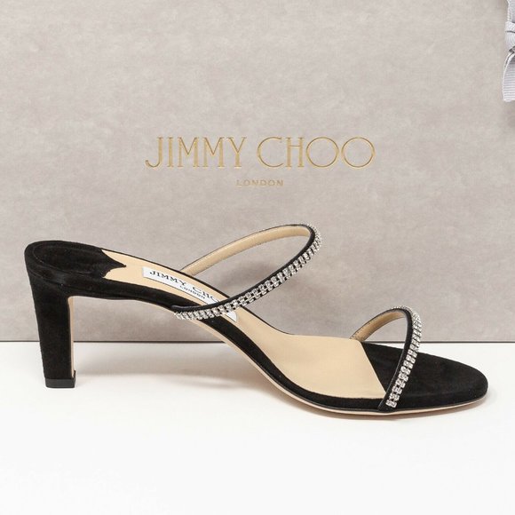 Jimmy Choo Brea 65 Black Suede Crystal Heels Size 39 EU (9 US) - Picture 2 of 11